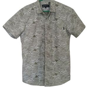 Molokai Surf Shirt Men Medium Short Sleeve Collar Button Up Green Leaf NWOT